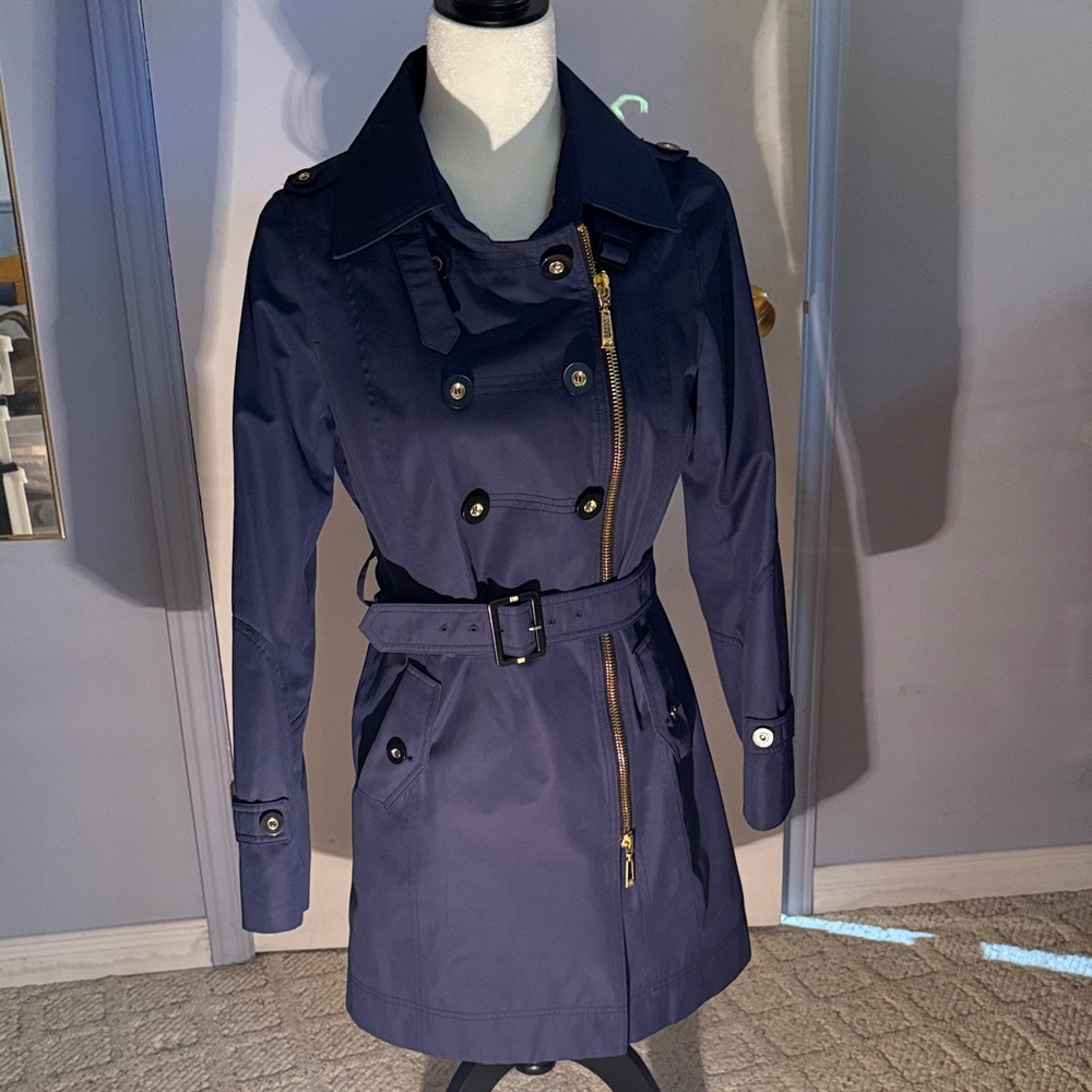 Soia and kyo Navy Belted Trench Coat